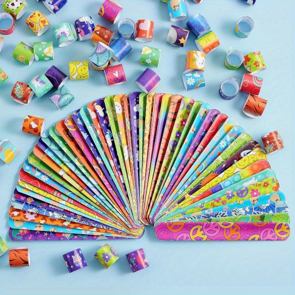 288 Pcs Slap Bracelets Party Favors Bulk Set, 36 Colorful Designs for Kids, Classroom Prizes, Goodie Bags — image 2