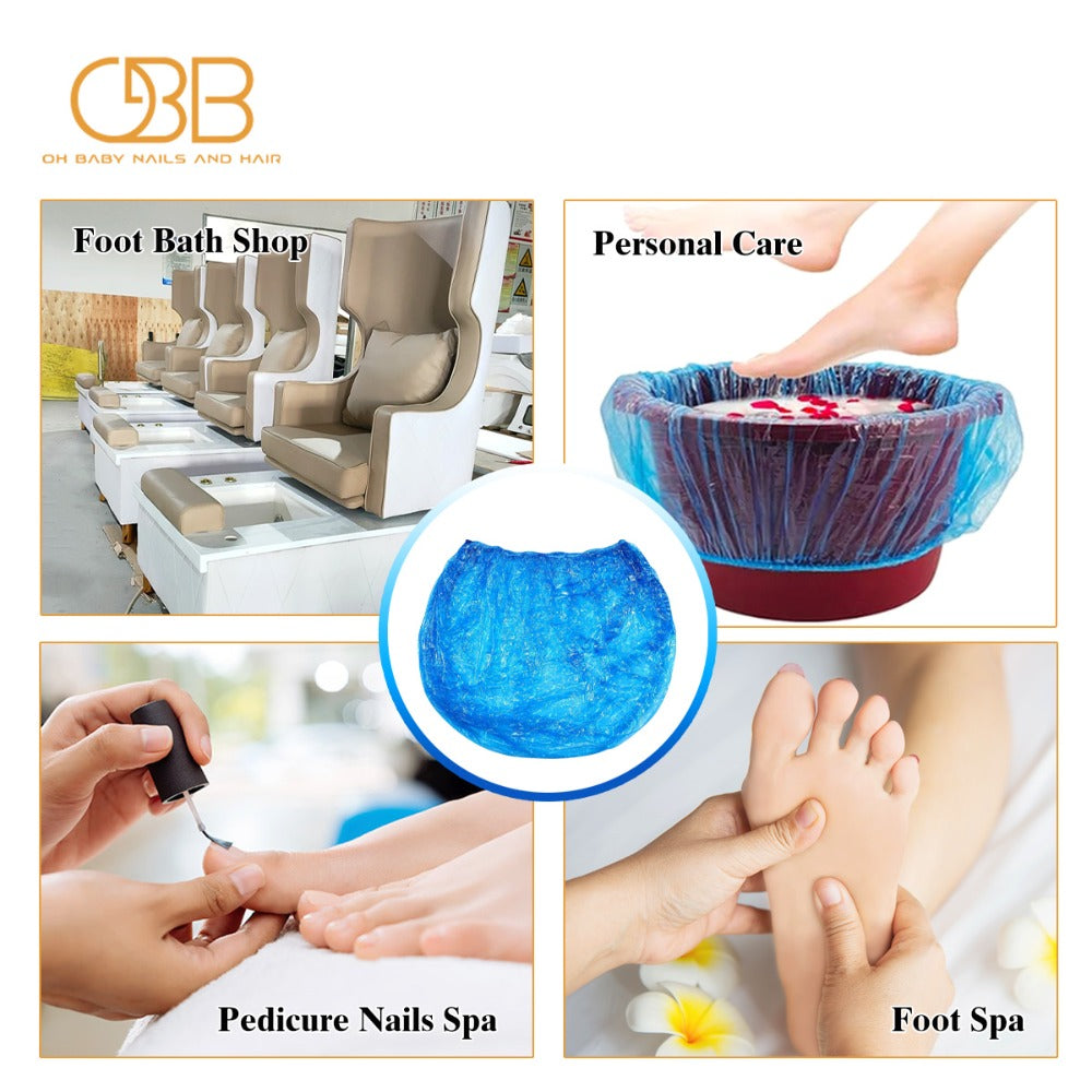 Disposable Pedicure Liners 400 Pack Single-Use HDPE Foot Bath Bowl Bags – Elastic Fit, Hygienic Nail Salon Foot Soak Liners f