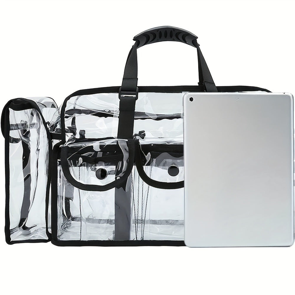 Stadium Approved Clear PVC Tote Bag Extra Large Transparent Shoulder Bag 3 External Pockets Adjustable Straps Waterproof for 