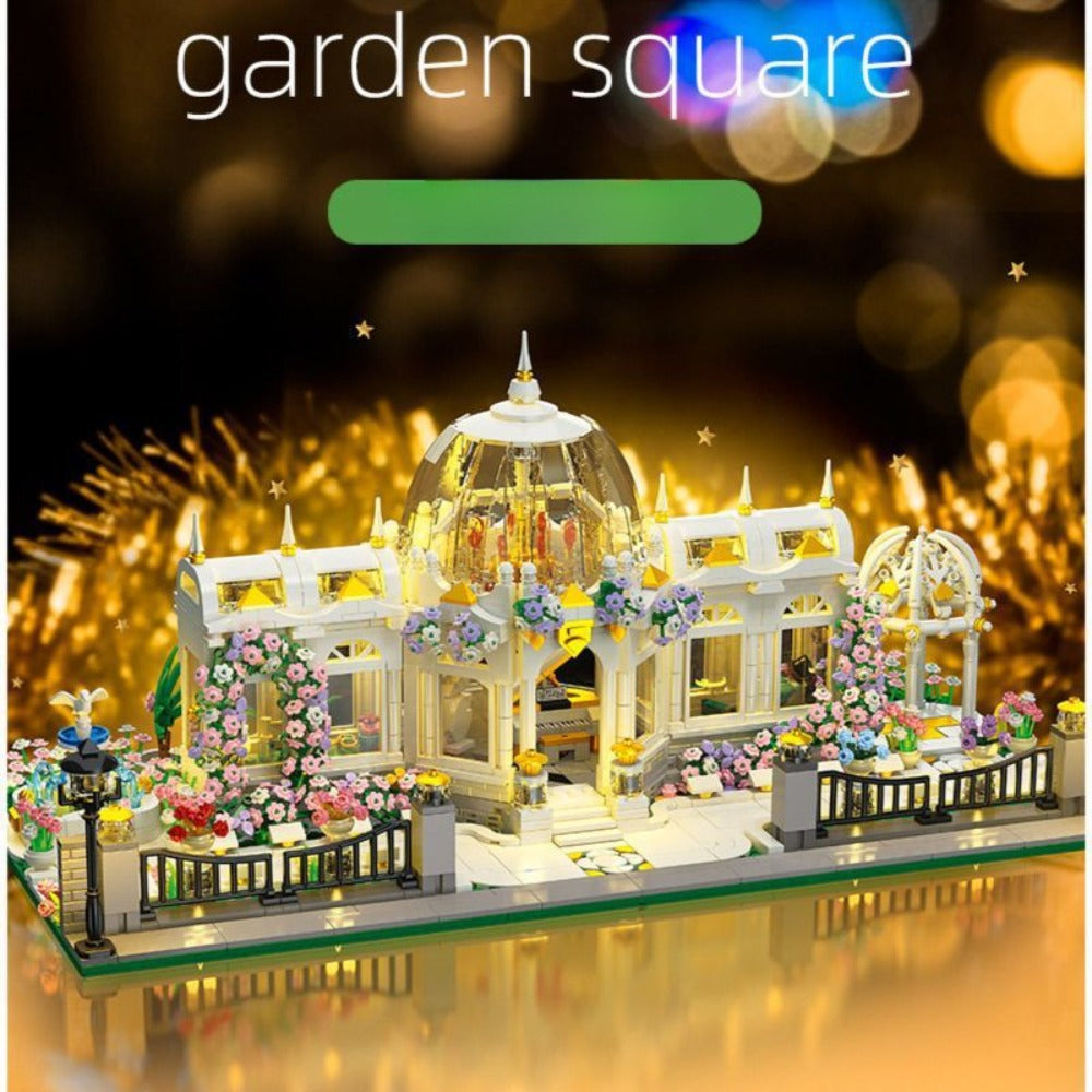 6700-Piece Garden Plaza Building Block Model in Boxed or Bagged Versions with Dome, Flowers and Fence — image 9