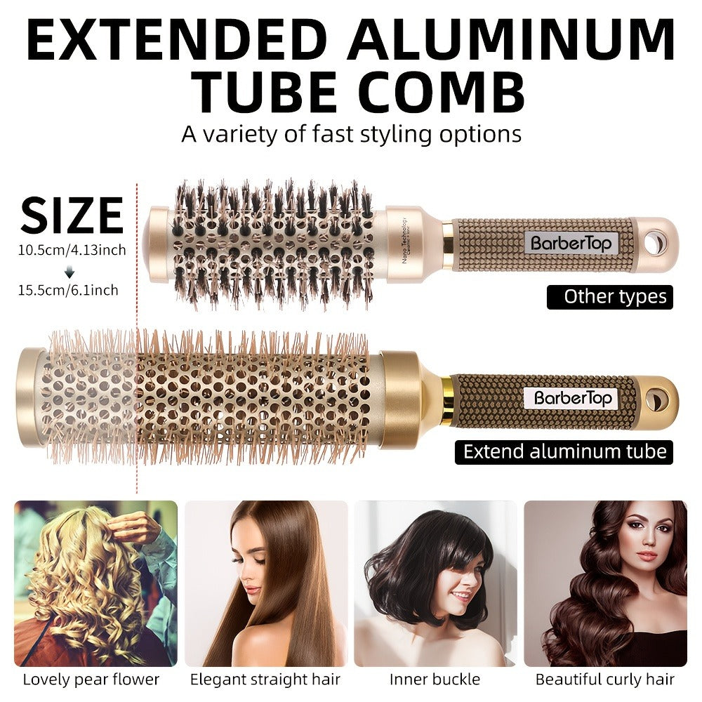 Round Hair Brush Nano Ceramic Ion, Heat Resistant Blowout Styling Roller Comb for Voluminous Bangs — image 10