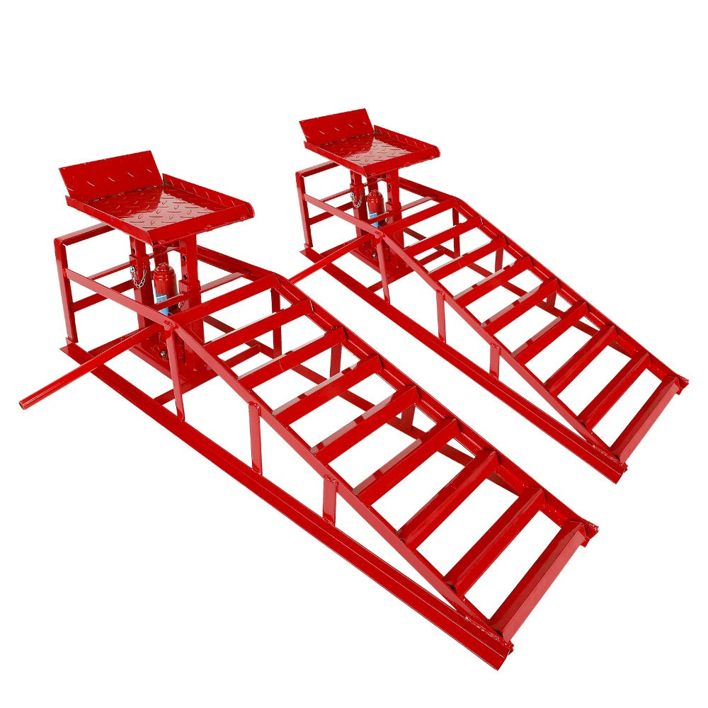 Hydraulic Vehicle Ramps 11, 000 lb 5T Low Profile Heavy Duty Lift Service Ramps for Truck Trailer Garage – Adjustable Height 