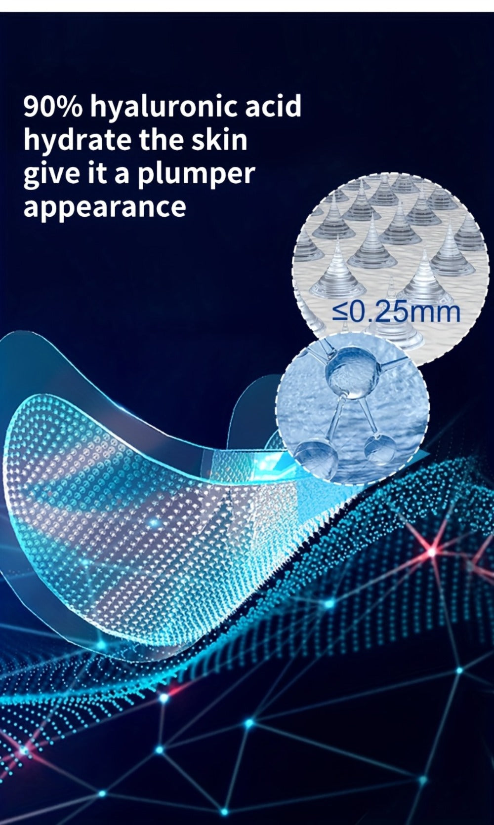 Hyaluronic Acid Microneedle Eye Patches Dissolving Under Eye Nasolabial Fold Anti-Wrinkle Overnight Skin Care Treatment 6 Pai