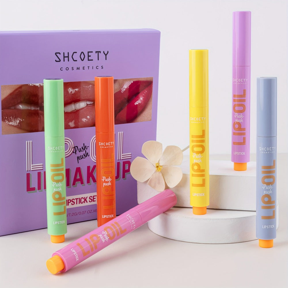 6-Piece Neon Press-On Lip Gloss Set High-Gloss Bold Lip Makeup, for Makeup, Travel and Everyday Vanity Use — image 9
