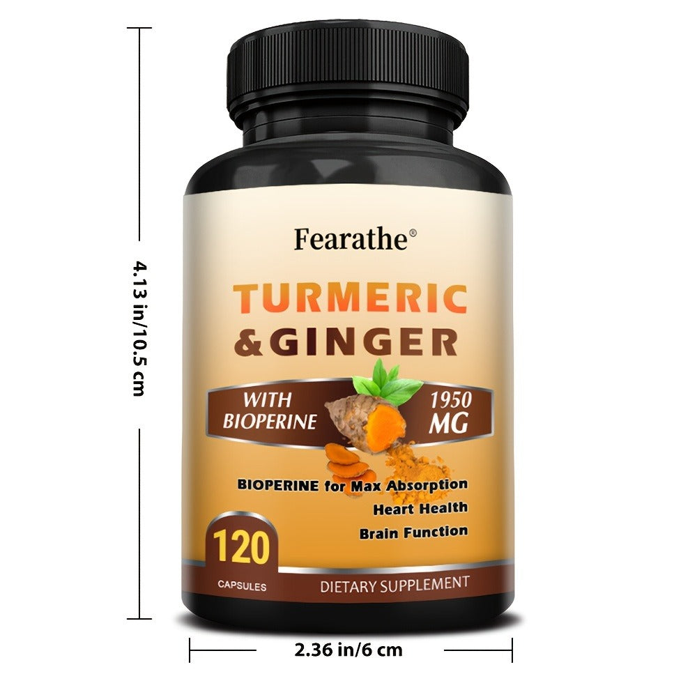 Herbal Supplements with Fearathe Label, Turmeric Ginger and Black Pepper Capsules, 120 Count — image 7