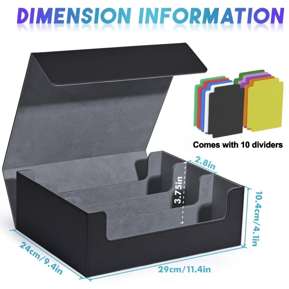 Trading Card Storage Box 1800+ Cards with 10 Dividers – Large Deck Case for Pokemon TCG, MTG Commander, Sports Cards – Multip