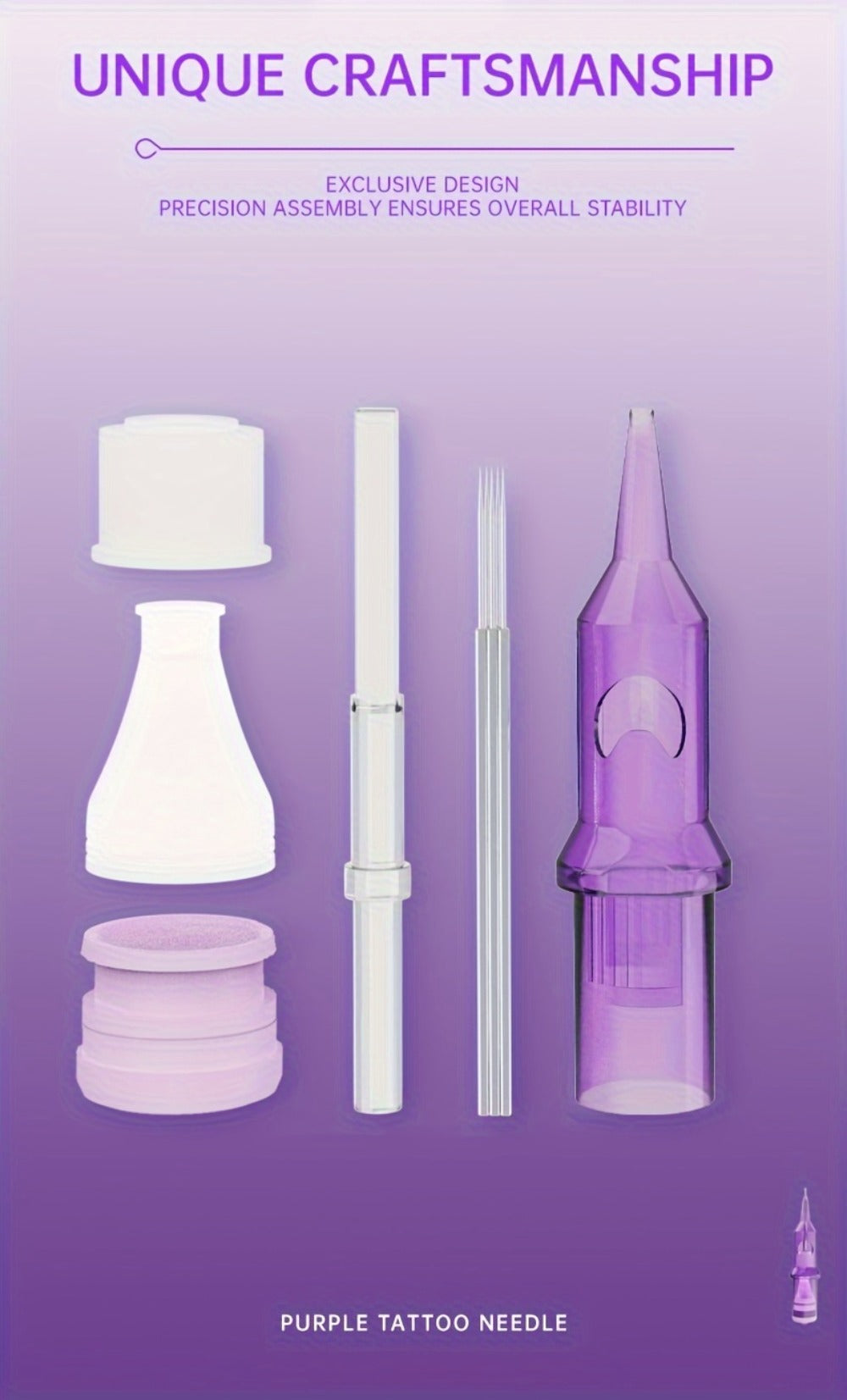 Tattoo Cartridge Needles 30 50pcs Purple RL RS RM M1 Mixed Sizes - Tuffking Disposable for Temporary Body Art, Festivals and 