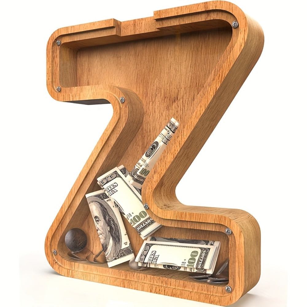 Wooden Letter Penny Bank – Alphabet Coin Bank Savings Box for Kids & Adults, Personalized Money Bank Birthday Gift — image 31