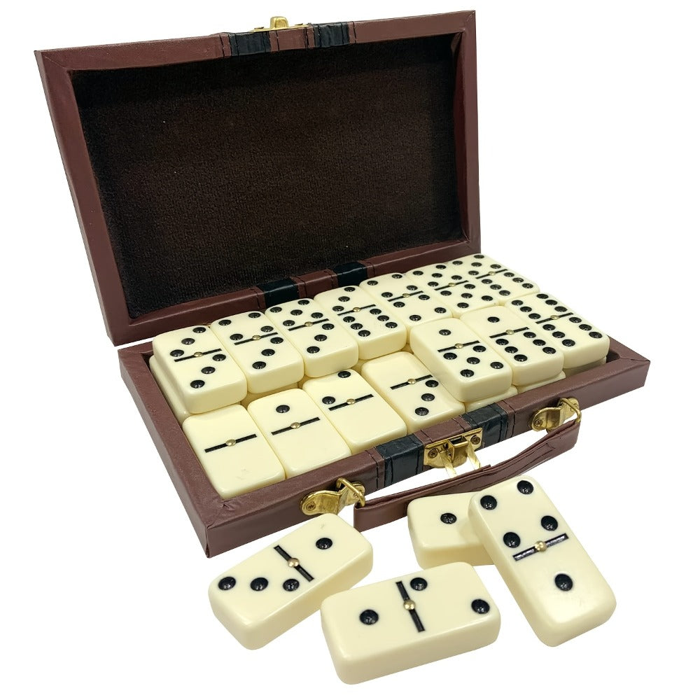 Double Six Dominoes Set 28pcs White – Extra Large Classic Domino Game with Gold Spinner & Premium Storage Box — image 7