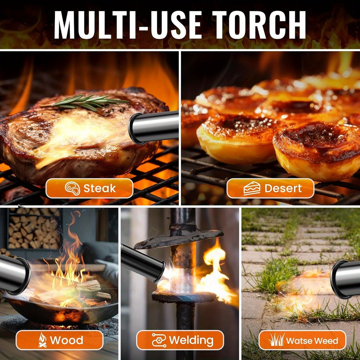 Blow Torch 700, 000 BTU Propane Kitchen Cooking Torch with Safety Lock, Culinary Food Torch for Steak — image 6
