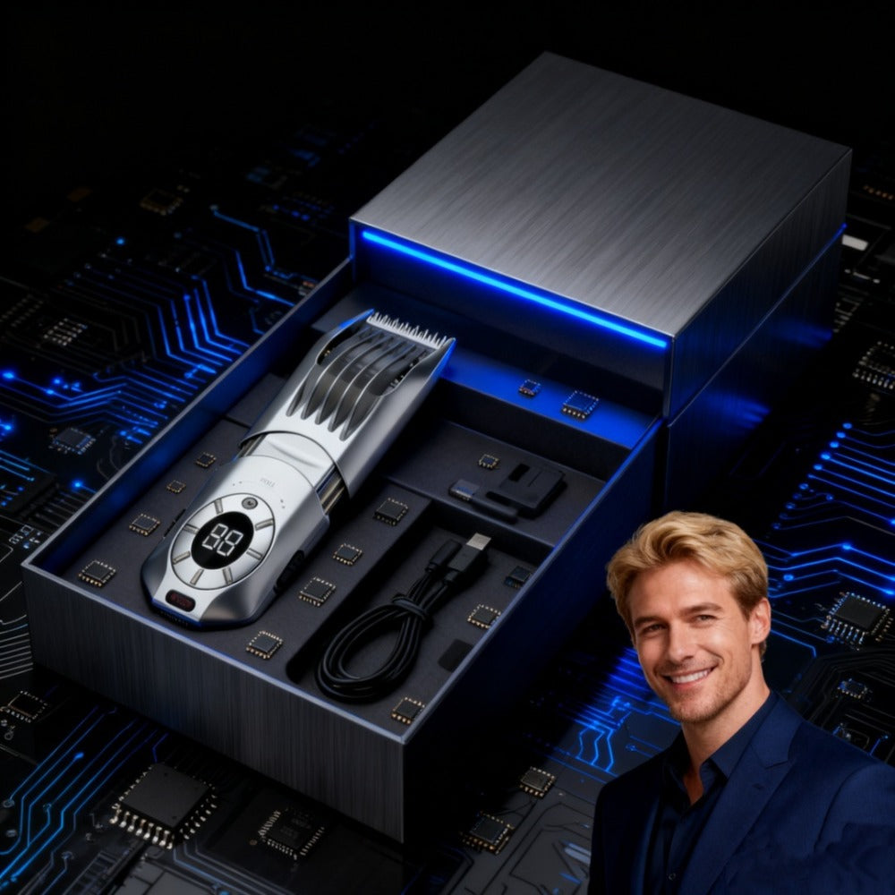 Professional Electric Hair Clipper Set for Men – 5-Speed LED Display Rechargeable Beard Trimmer & Hair Carving Kit — image 8