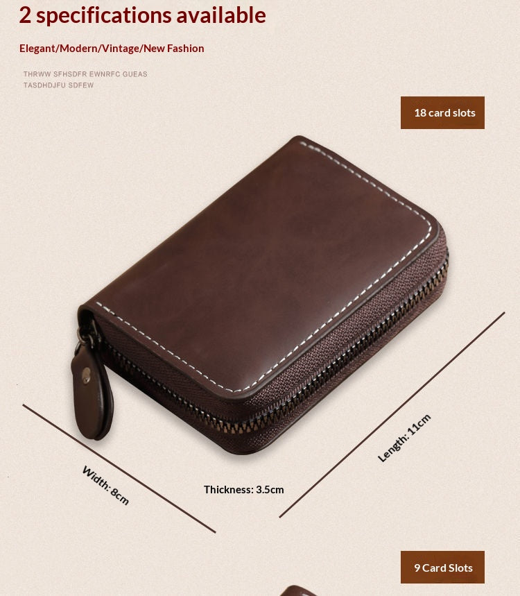 Slim Leather Men's Wallet Large Capacity Multi-Card Organizer Ultra-Thin