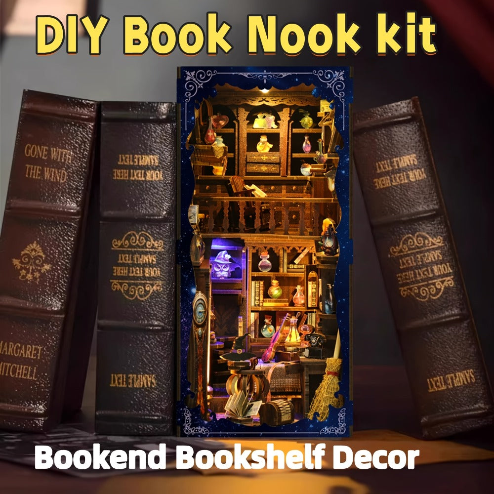 Magic House Book Nook Kit with 388-Piece Library and Potion-Room Scene, Touch Light and Clear Front Panel — image 3