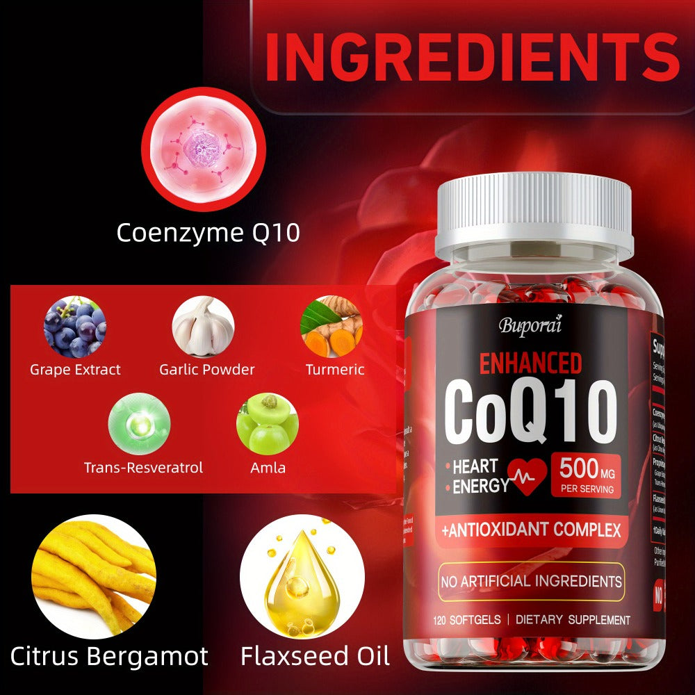 CoQ10 Coenzyme Q10 with Citrus Bergamot 120 Capsules, Heart Health, Brain & Cardiovascular Support — image 5