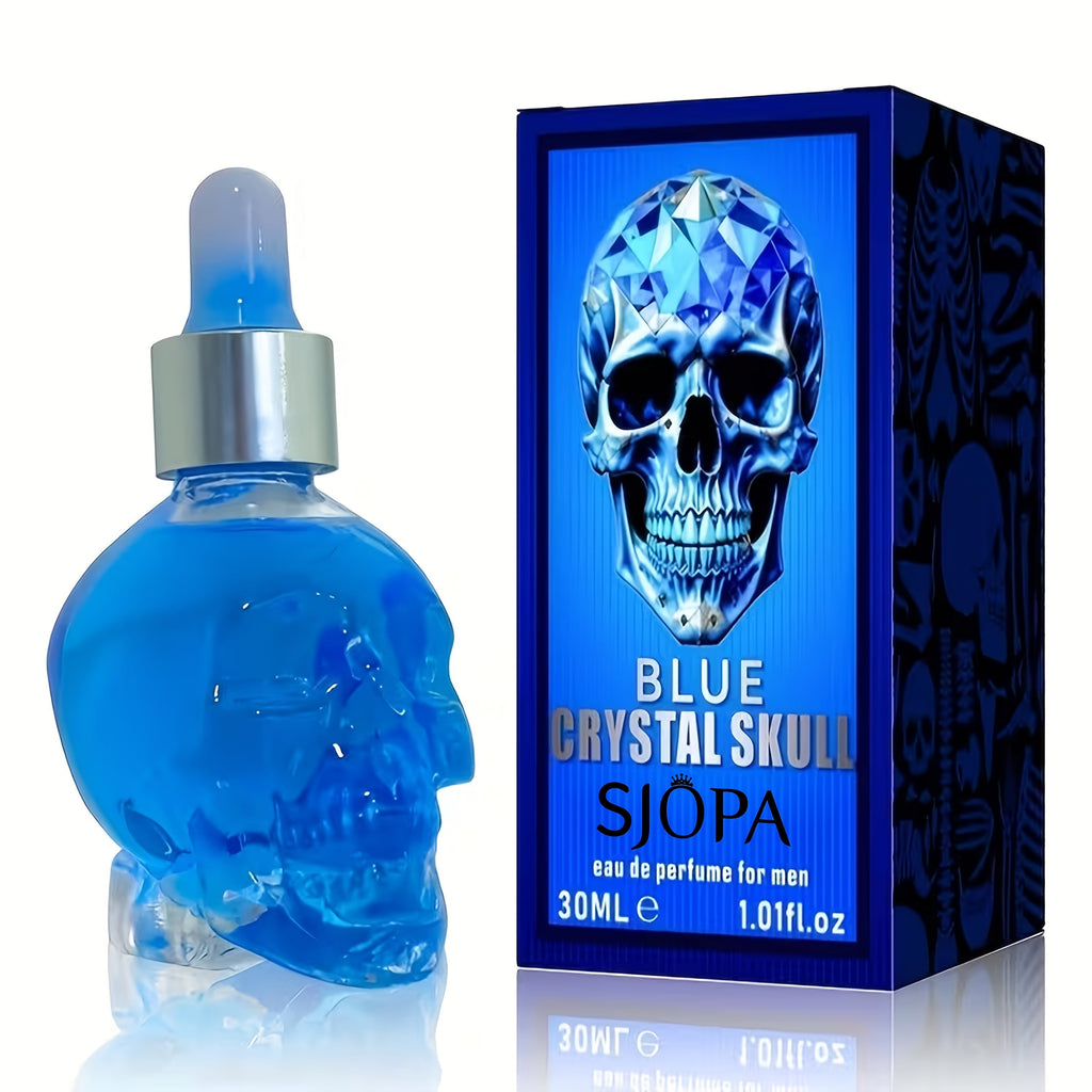 Alcohol-Free Perfume Oil for Men Blue Crystal Skull Bottle 30ml Woody Cologne Portable Travel Fragrance Unique Gift for Him —