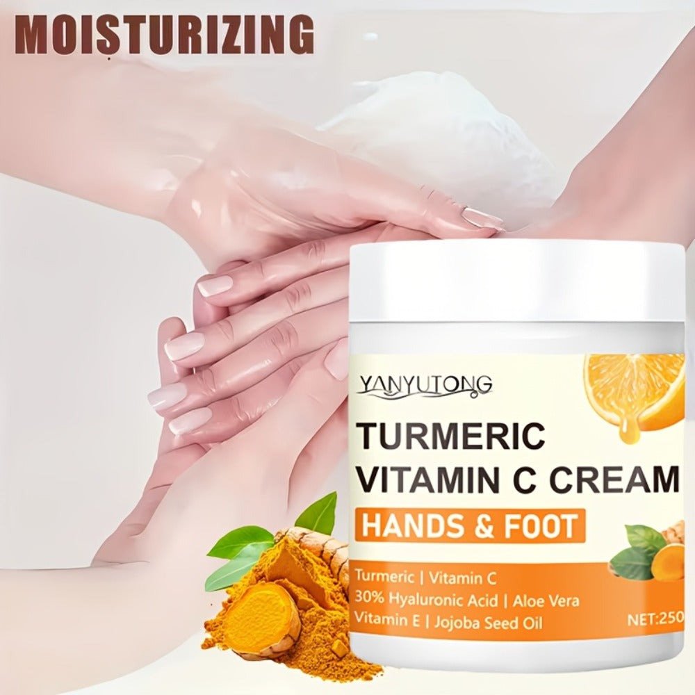 250g Turmeric and Vitamin C Hands-and-Feet Cream Jar with Hyaluronic Acid and Aloe Labeling — image 8