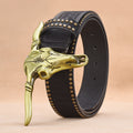 Cowhide Leather Belt For Men With Embossed Rivets