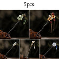 Hair Accessories Five-Piece Wooden Flower Hairpin Set in Mixed Finishes for Buns and Updos — image 1