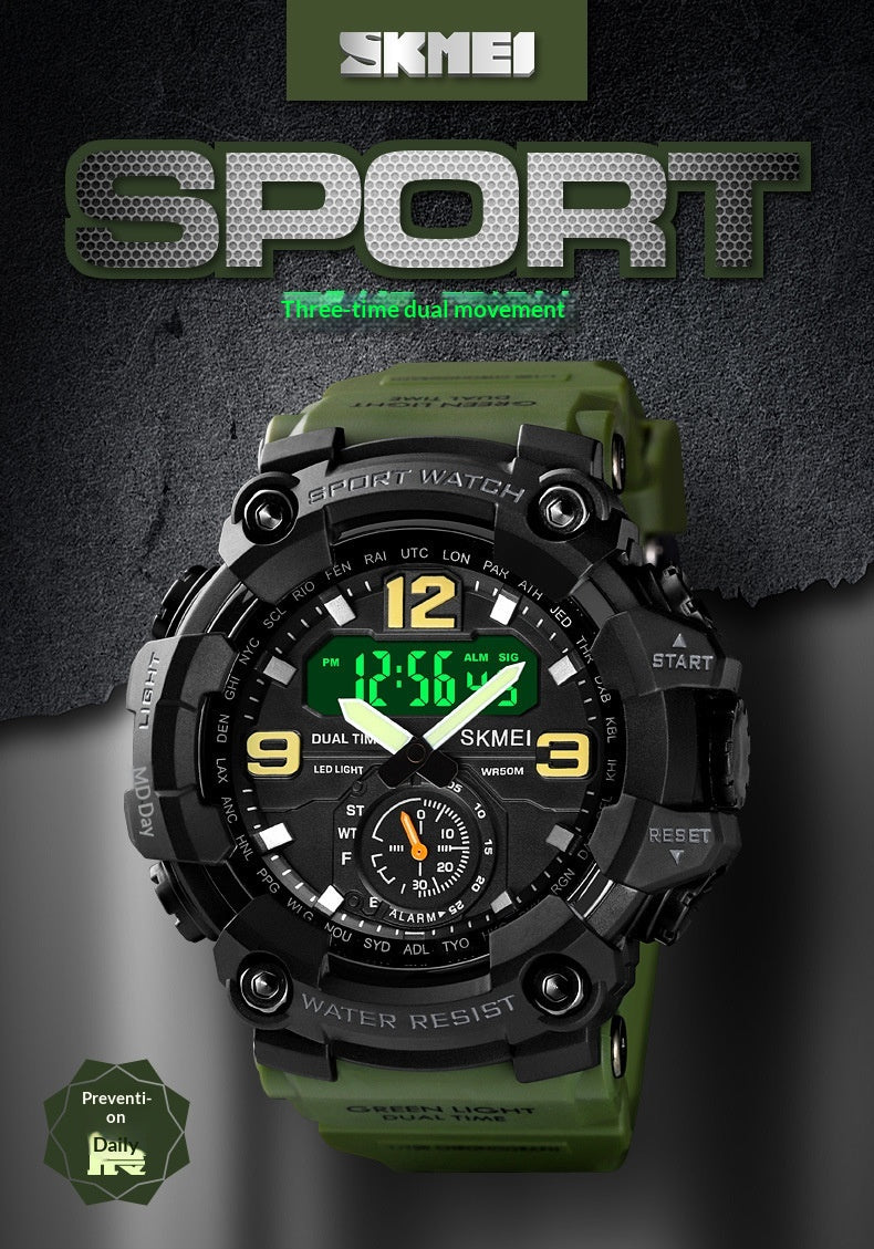 Outdoor Shockproof Plastic Men's Watch With Large Dial, Sports Digital Display, And Synchronized Electronic Watch