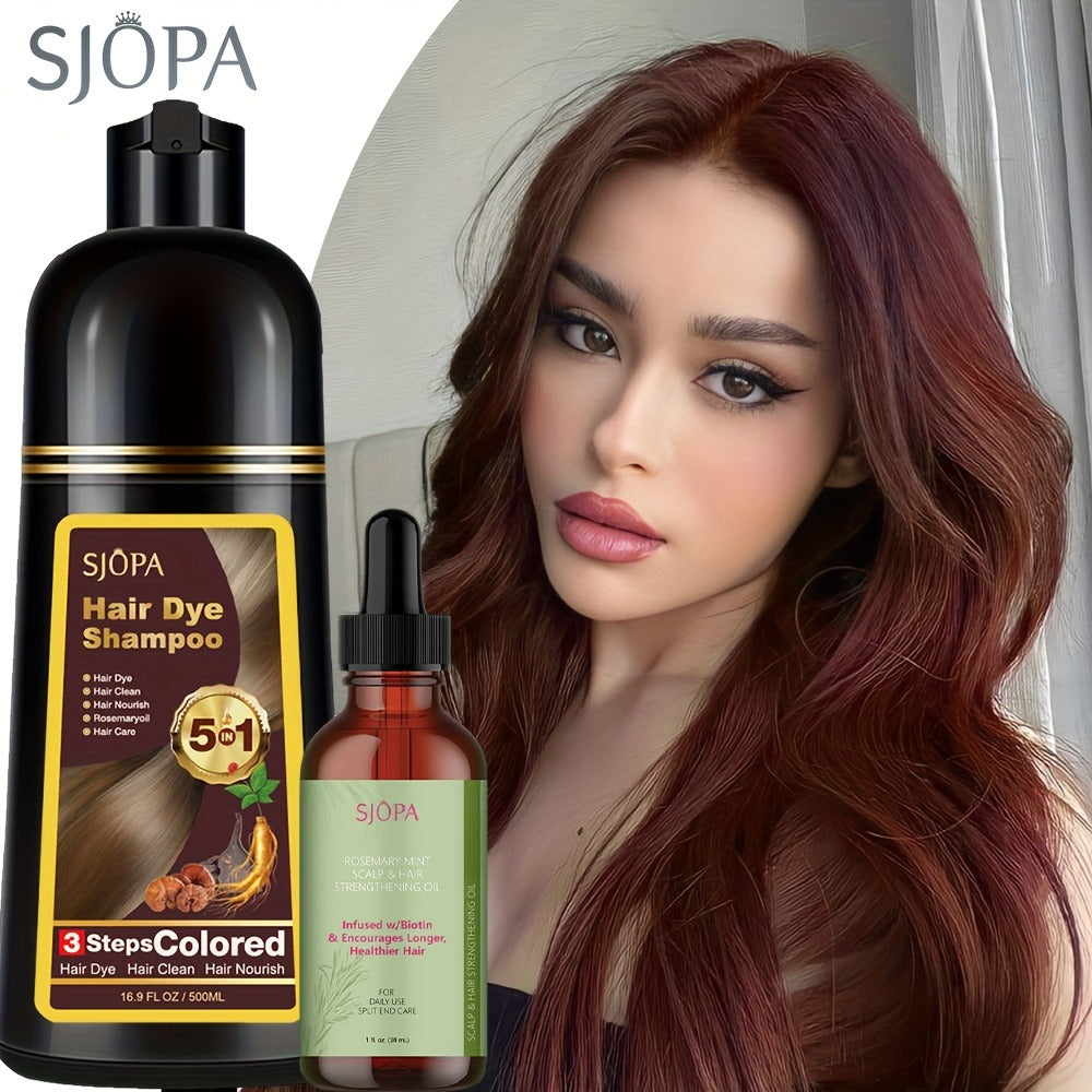 Natural Hair Dye Shampoo Kit 3-in-1 with Rosemary Oil & Squalane, Plant-Based Gray Hair Coverage — image 4