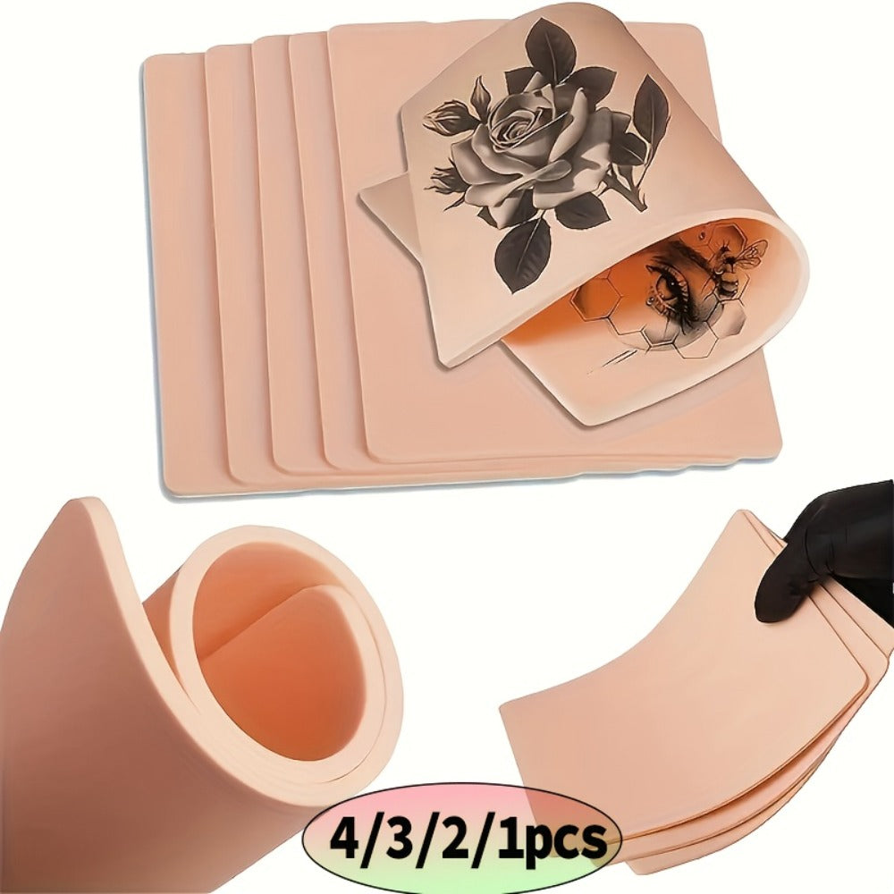 Tattoo Practice Skin Silicone Double-Sided – Flexible Fake Skin 1mm, Realistic Curvature for Tattoo Artists, Beginners — imag