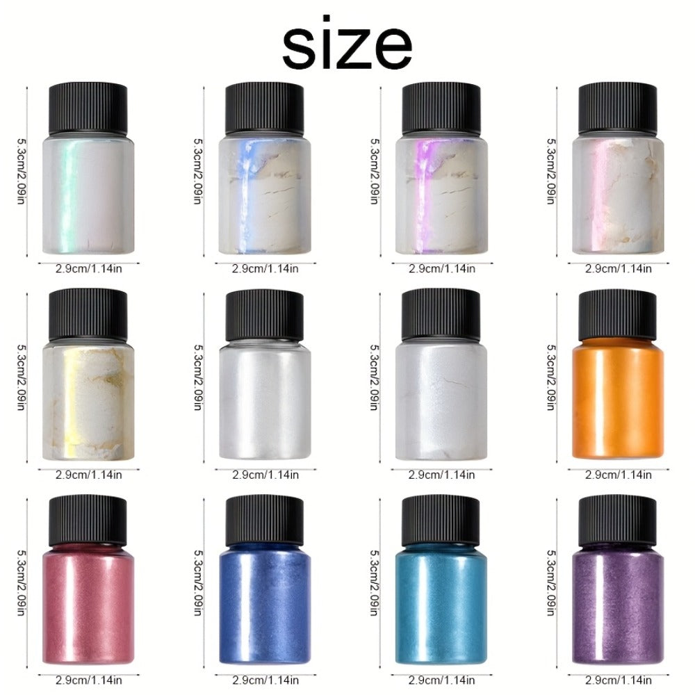 Aurora Nail Powder 12 Colors Chrome Pearl Glitter Neon Dust Holographic Iridescent Pigment Set for Chrome — image 5