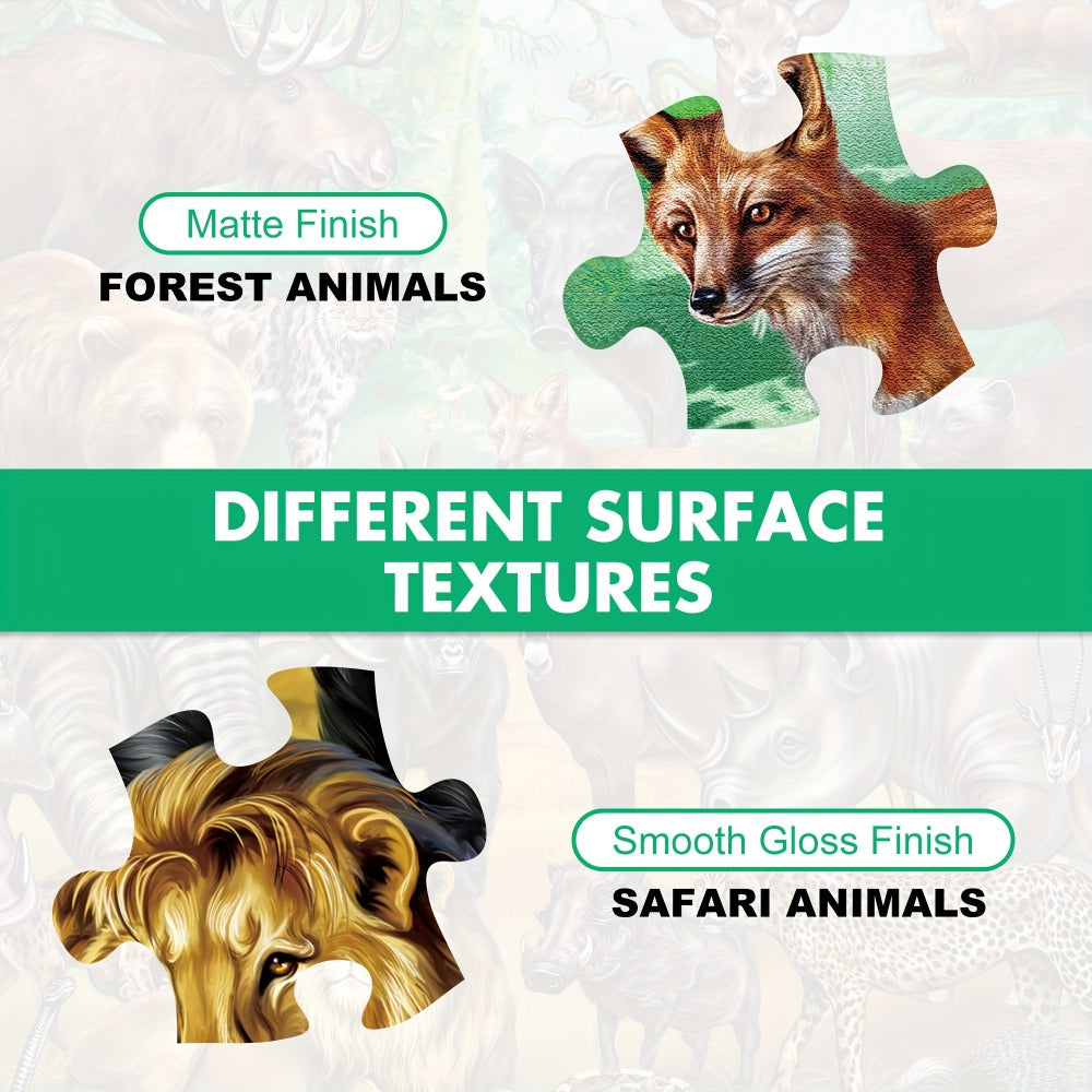 Double Sided Puzzle for Kids 100 Pieces Jungle Animals, 2-in-1 Jigsaw Educational Toy for Boys & Girls Ages 3 4 5 6 7 8 — ima