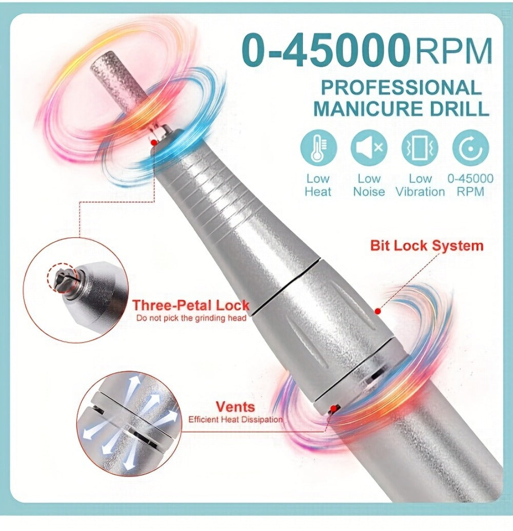 Electric Nail Drill 45000 RPM Cordless Kit with Power Display, Adjustable Speed and Three Colors — image 14