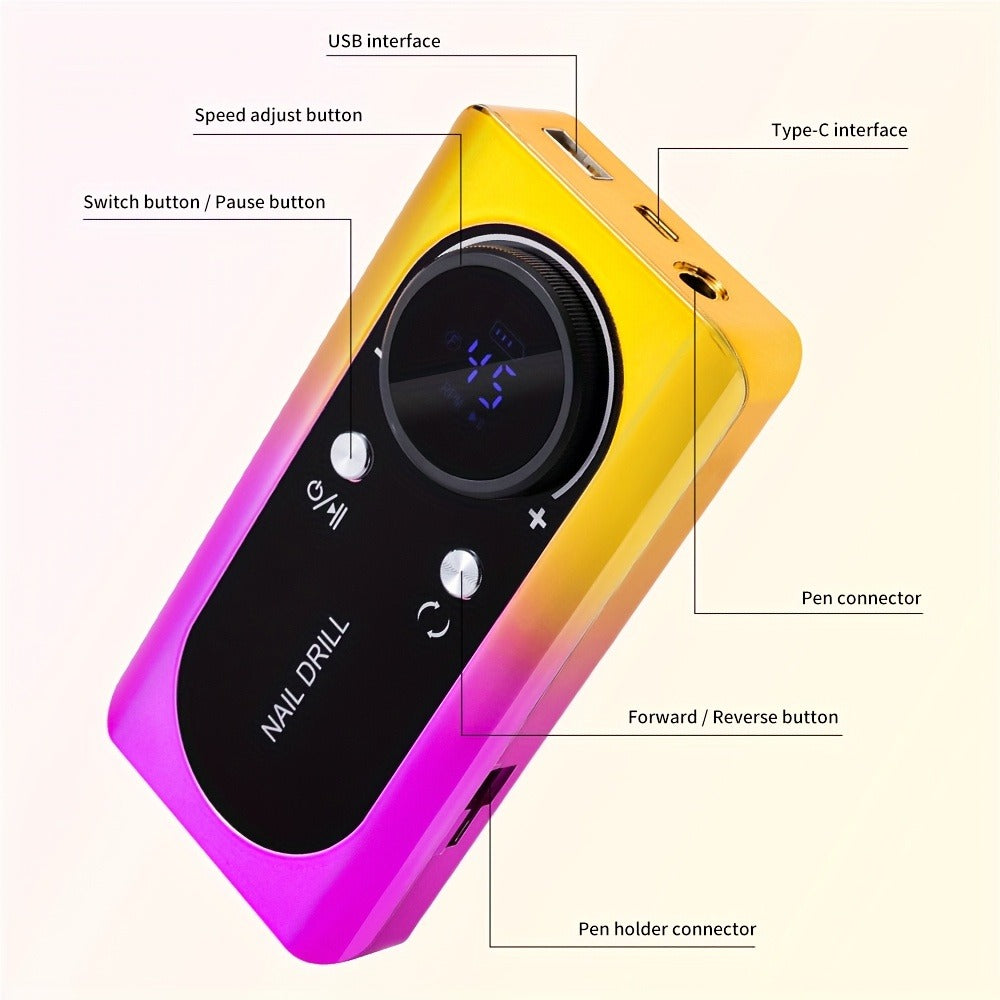 Electric Nail Drill 45000 RPM Rechargeable Kit with LCD Display and White or Golden Color Options — image 2