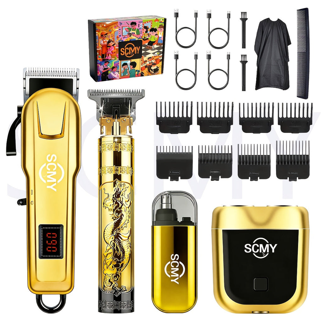 Cordless Hair Clipper Set for Men & Women – Professional Wireless Barber Clippers with T-Blade Trimmer, LED Screen, Adjustabl