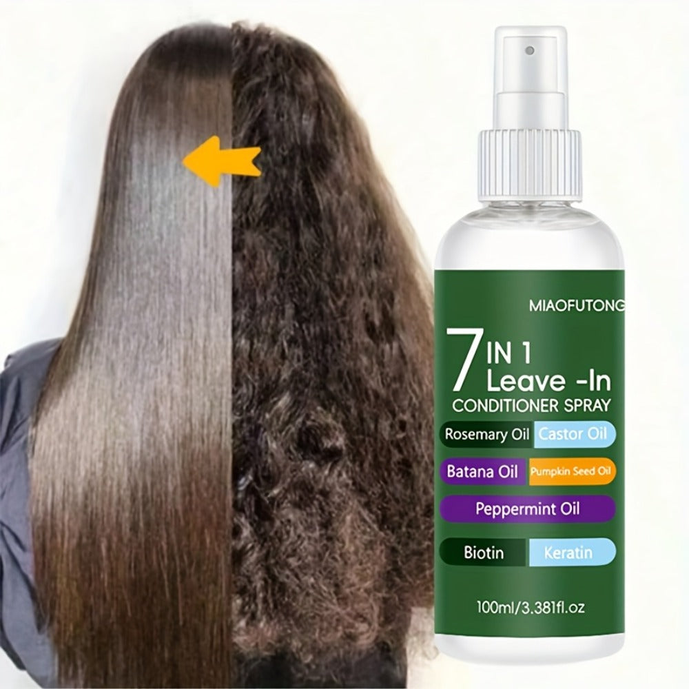 Leave-In Conditioning Spray 7-in-1 Argan Oil Rosemary Biotin Keratin Collagen - Heat for Bath Time, Home Spa and Personal Car