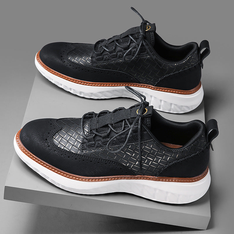 Breathable Woven-Texture Mens Sneakers