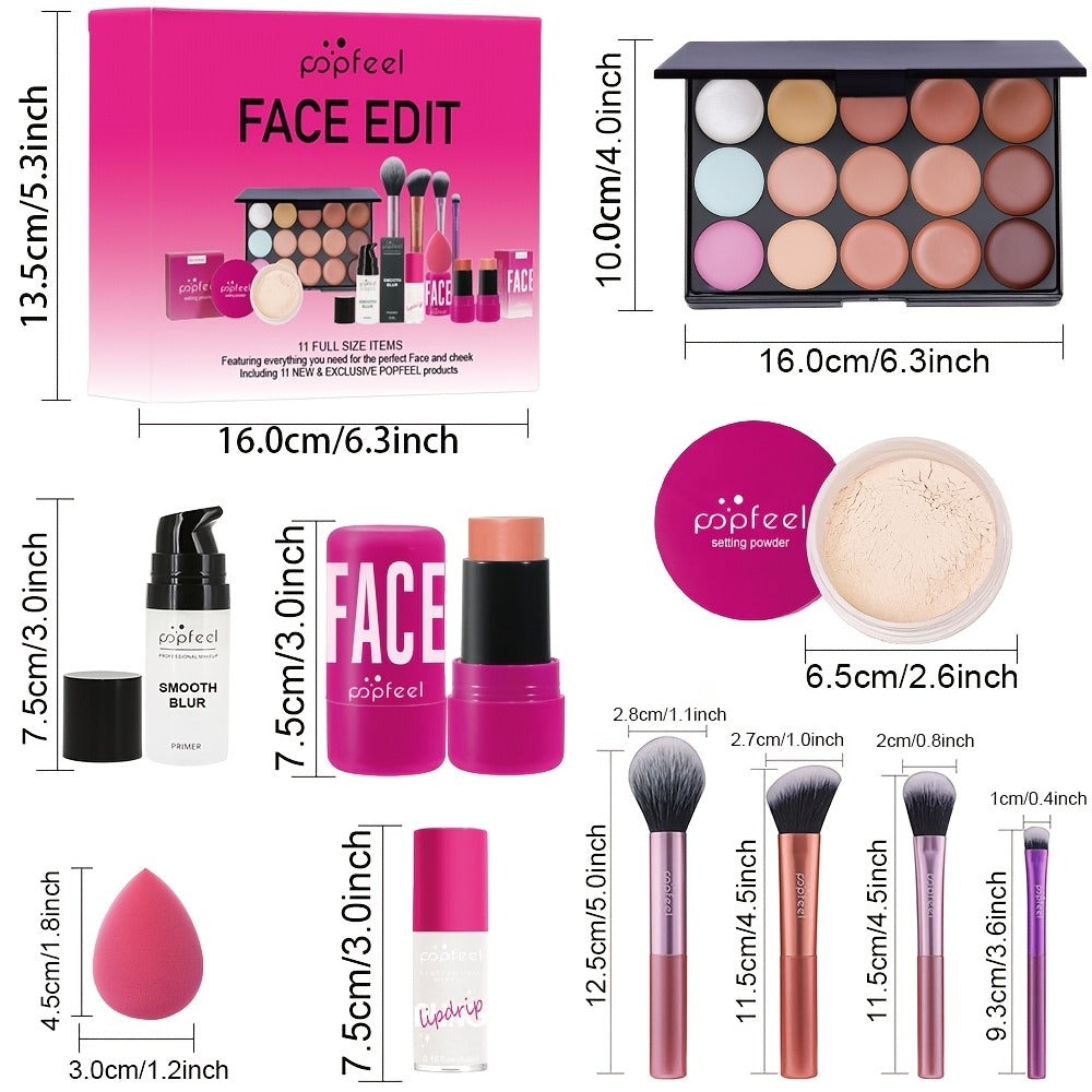 Makeup Gift Set Box for Women Teens – Eyeshadow Palette Blush & Foundation Waterproof Long-Lasting Complete Beauty Cosmetic K