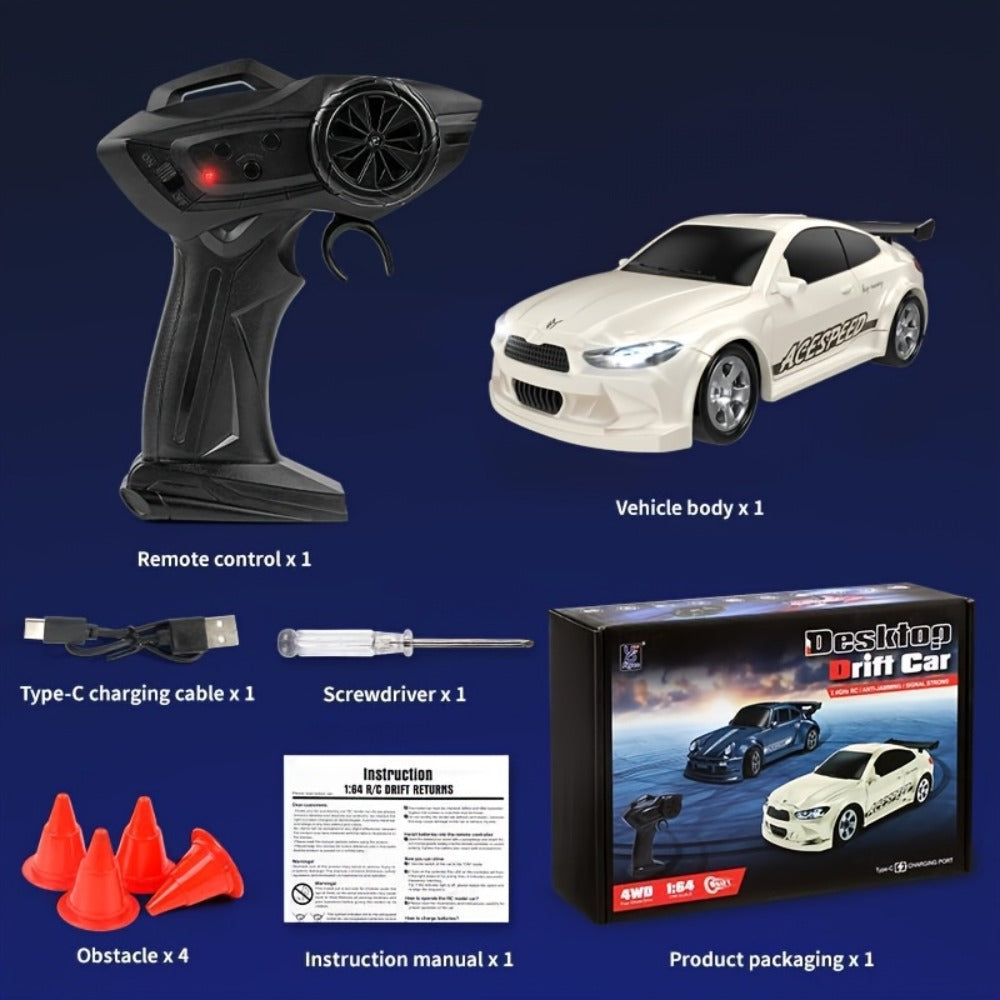 Mini RC Drift Sports Car 1:64 Scale with 4WD Layout, LED Details, Remote Controller and Two Color Options — image 13