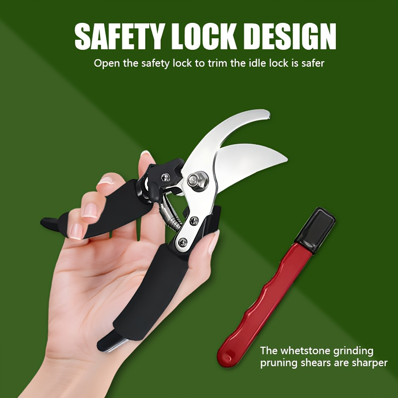 Stainless Steel Pruning Shears, 8.27 Inches with Sharpening Stone in One- or Two-Set Options — image 12