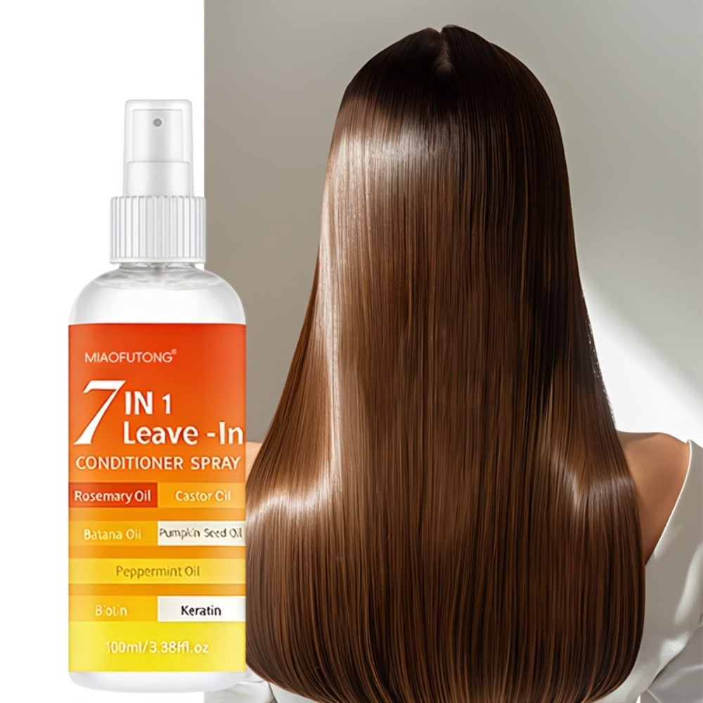 7-in-1 Leave-In Hair Essence Spray for Women - Anti Frizz Shine Boost Heat Protection Deep for Bath Time, Home Spa and Person