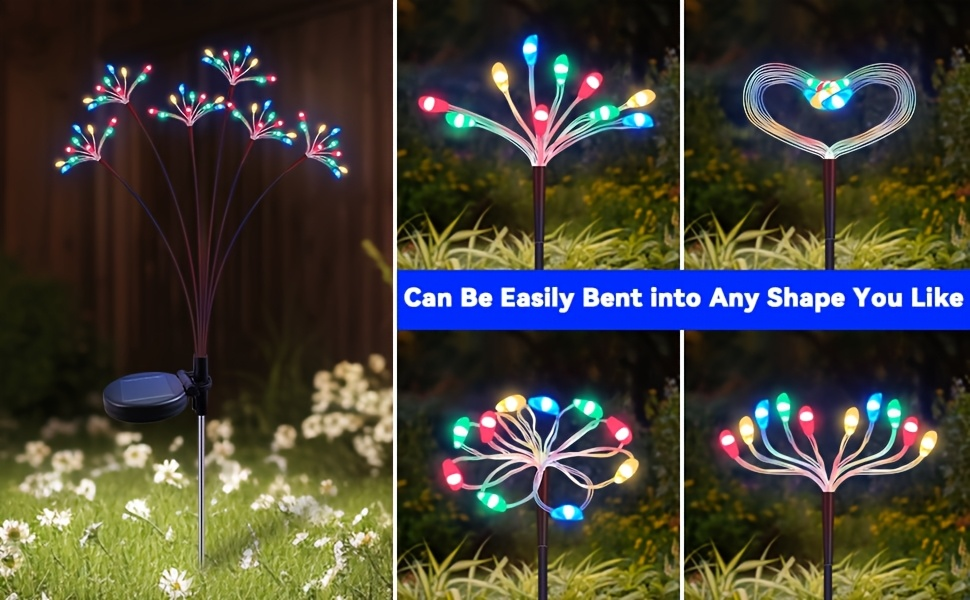 Solar Garden Lights 4-Pack Swaying Firework Stakes with Two Modes and Six Colors for Flowerbed Decor — image 18