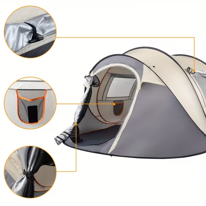 Camping Tent 5-8 Person Automatic Three-Pole Shelter, 110.24 x 82.68 x 47.24 Inches for Outdoor Camp Setup — image 4