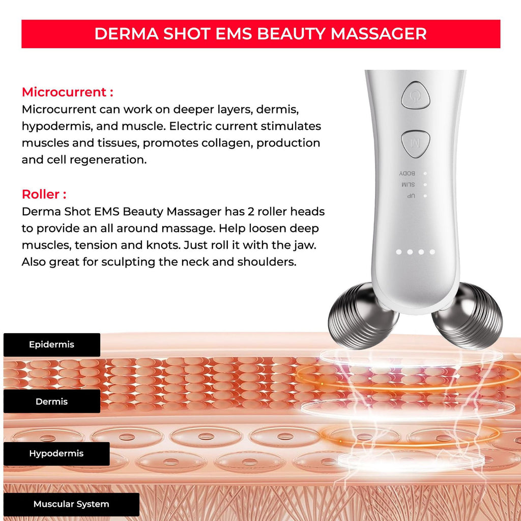 Micro-current Roller Face Slimming Massager 2-wheel Shaping Skin Tightening Beauty V Face