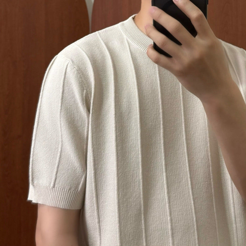 Crisp Solid-color Knit T-shirt