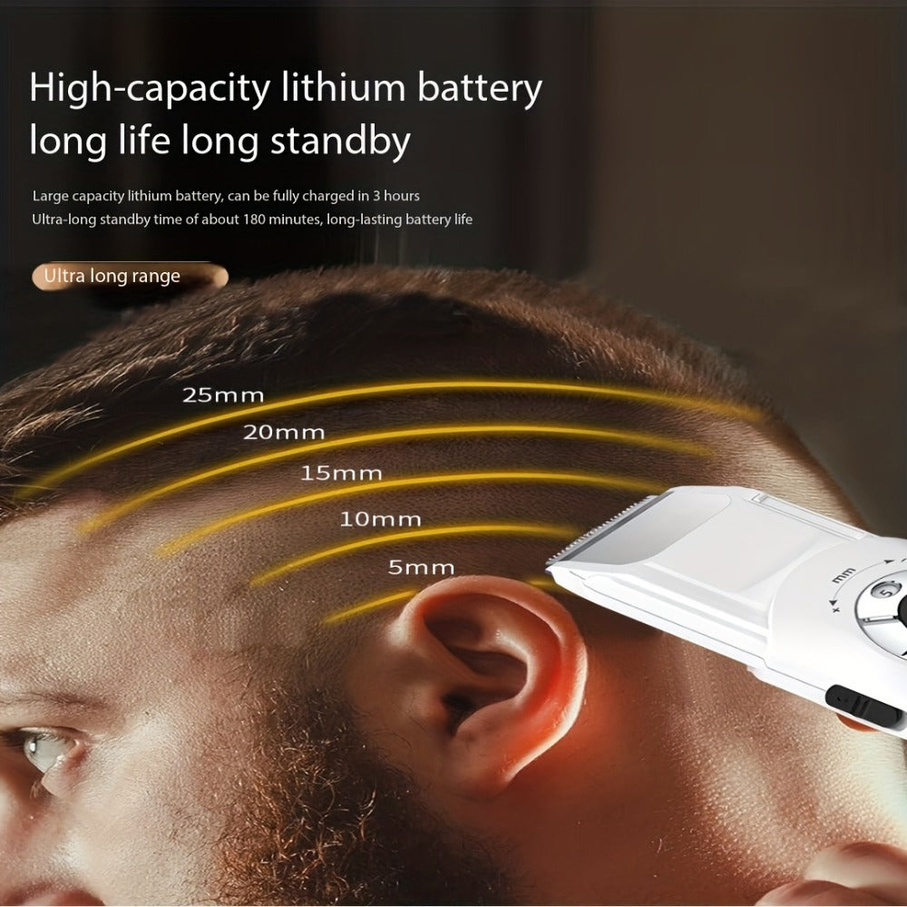 Professional Electric Hair Clipper Set for Men – 5-Speed LED Display Rechargeable Beard Trimmer & Hair Carving Kit — image 14