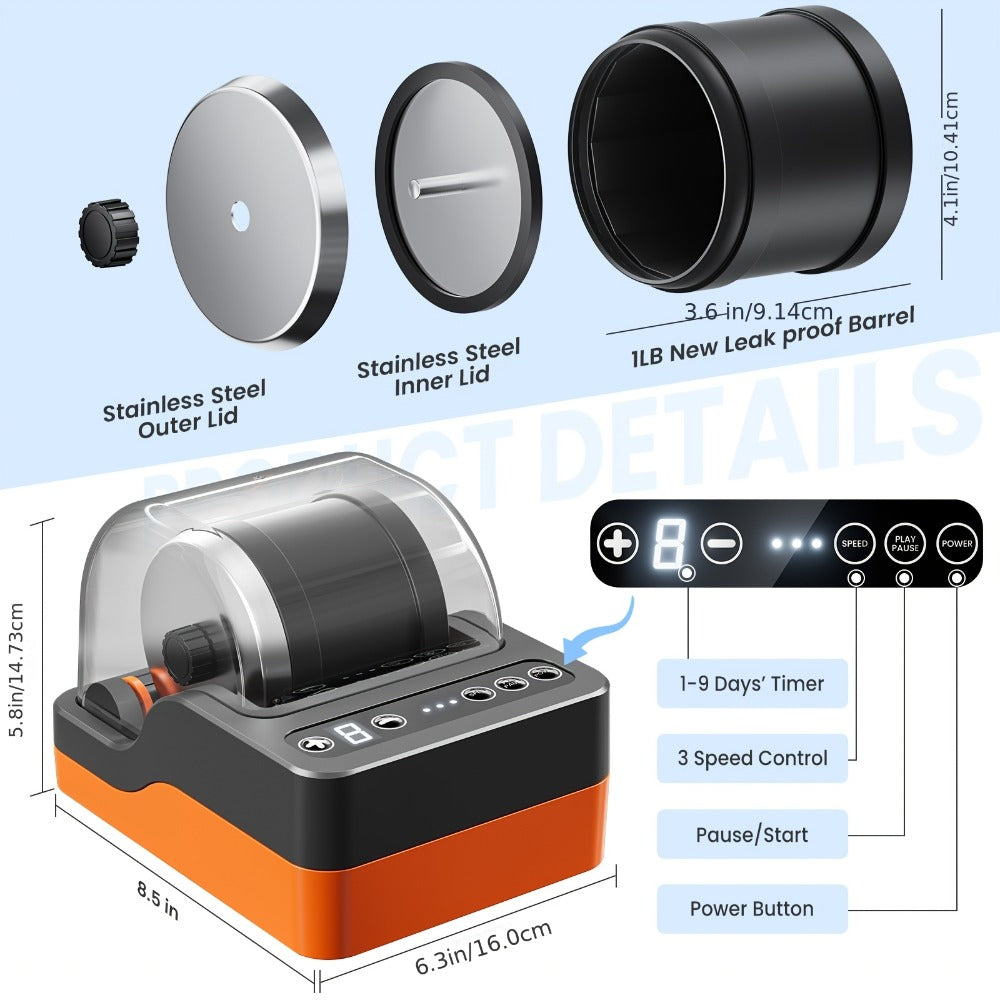 Rock Tumbler Kit for Kids & Adults 3-Speed Motor 9-Day Timer Rock Polisher with the Listed Color, Size or Set Options for Eve
