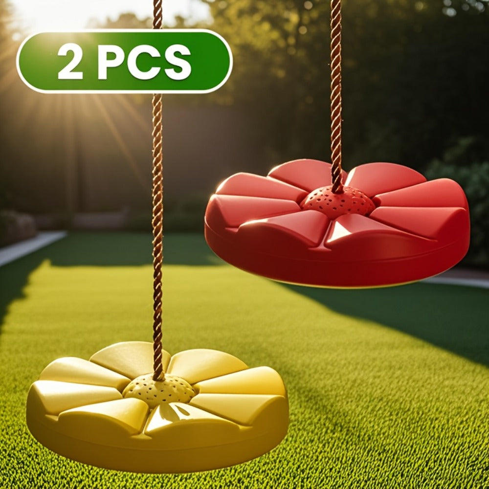 Flower Shaped Outdoor Swing Set 2 Pack Kids Backyard Hanging Swing Seat with the Listed Color, Size or Set Options for Everyd