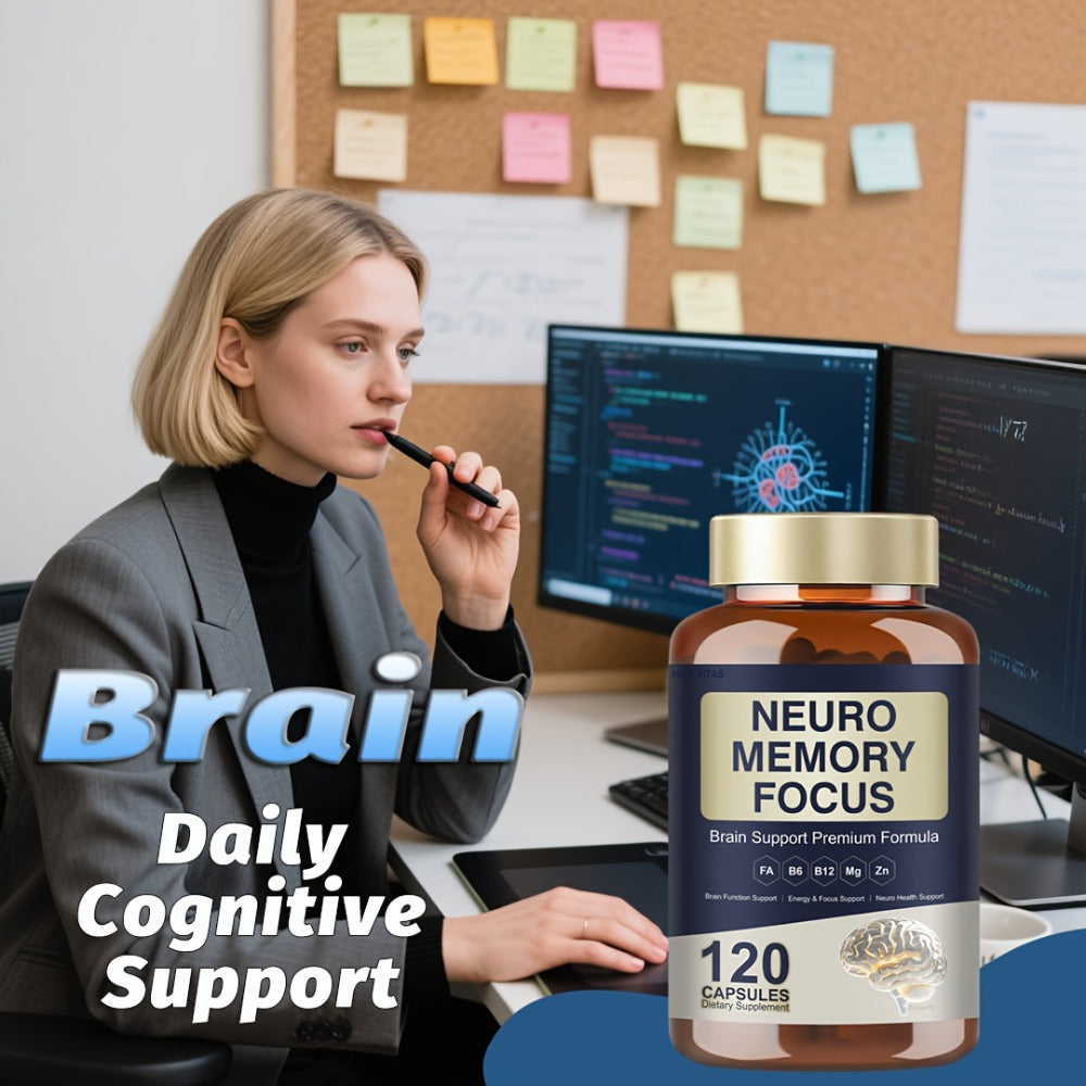 Memory Focus Brain Supplement 120 Capsules, Advanced Nootropic Formula with Ginkgo Biloba, Bacopa Monnieri — image 4