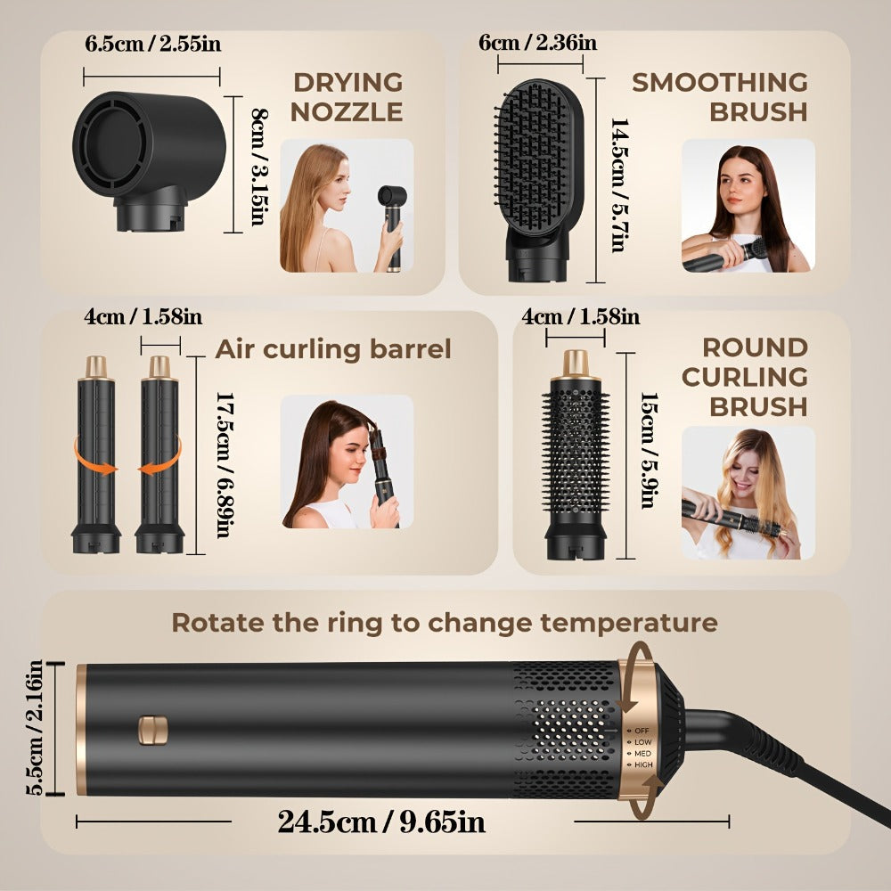 5-in-1 Hot Air Brush Negative Ion Hair Styler Blow Dryer Curler Straightener Volumizer, for Home, Travel and Salon Hair Styli