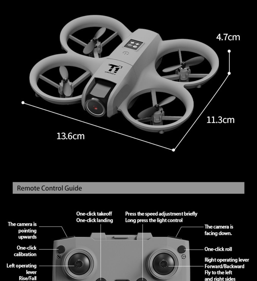 180° Rotating Dual Camera Drone Optical Flow Positioning Gyroscope Stabilization 360° Roll One-Button Takeoff Landing Calibra