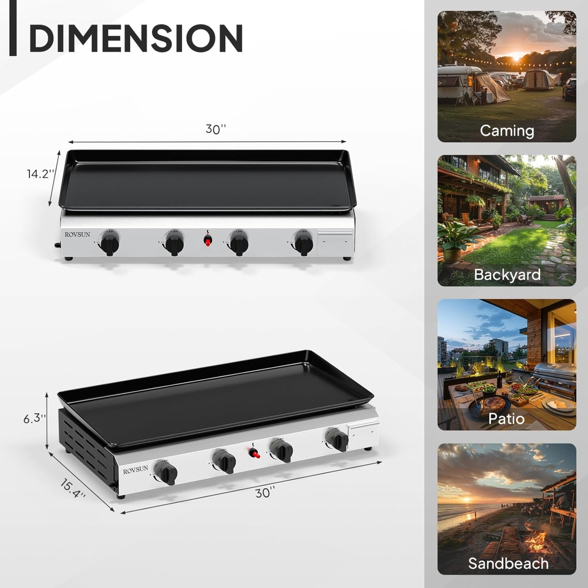 Flat Top Griddle Propane Tabletop 2 or 4 Burner, 20000 BTU Portable Gas Grill with Nonstick Enamel Tray — image 32