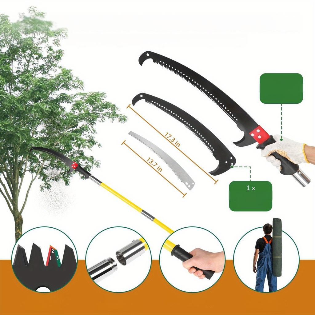 Extendable Pole Saw 26ft 2-in-1 Manual Tree Pruner, High Reach Branch Trimmer with Pruning Saw & Rope Cutter for Yard & Garde