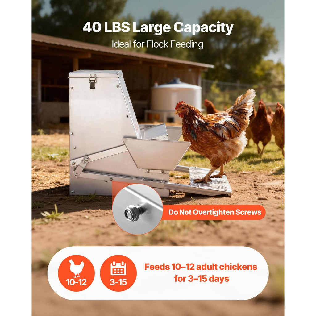 Chicken Feeder Treadle Galvanized Steel Lockable for Garden, Patio and Yard Use, with the Listed Configuration — image 3