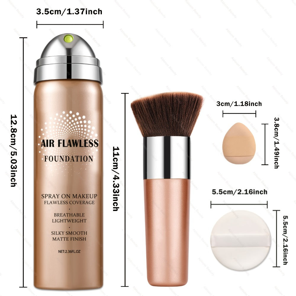 Spray Liquid Foundation and Flat-Top Brush Set with Matte Finish and Eight Numbered Shades — image 5